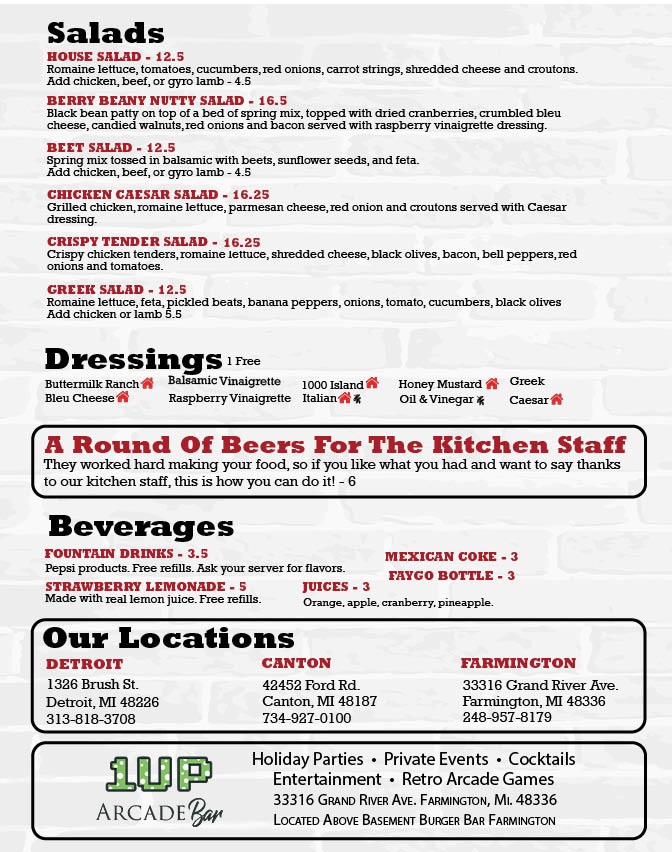 Detroit — Salads, Dressings & Drinks